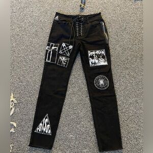 NWT DK Current mood patchwork lace up jeans